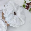 White Lace Scrunchie Hair Tie, Eyelet Design, Elastic Ponytail Holder