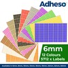 Adheso Pack of 12 Multicolour Sheets - 6mm 1/4 Inch