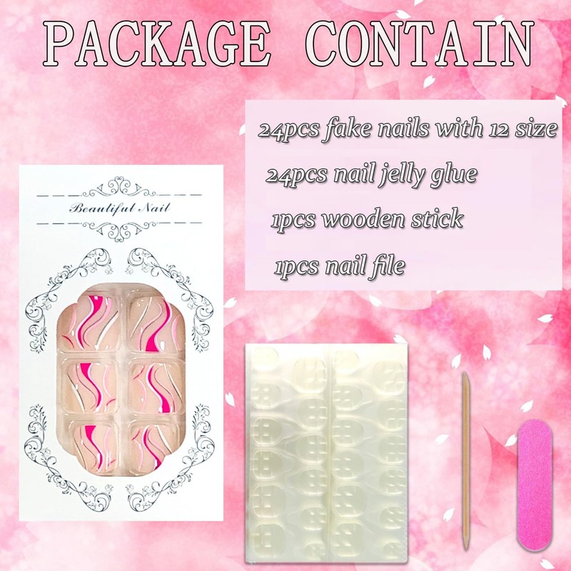 FIEONCIY Press on Toenails with Designs Acrylic Fake Nails for