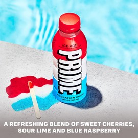 PRIME HYDRATION ICE POP, Sports Drinks, Electrolyte Enhanced for Ultimate Hydration, 250mg BCAAs, B Vitamins, Antioxidants, Low Sugar, 12 Fl Oz (Pack of 24)