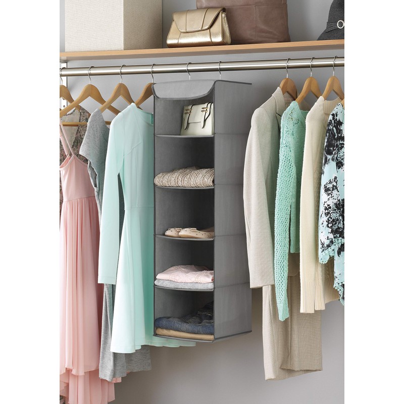 Whitmor 5 Section Closet Organizer - Hanging Shelves with Sturdy