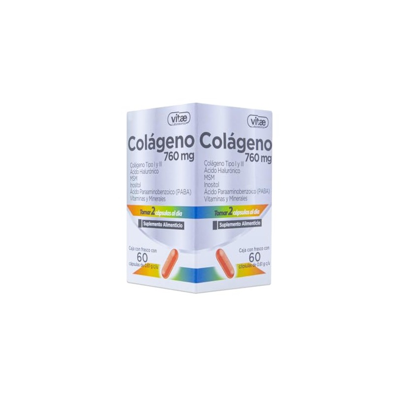 Vitae Laboratorios | Colágeno 760mg frasco con 60 cápsulas de