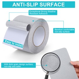 Qingluan Anti Slip Tape, Grip Tape for Stairs Indoor Waterproof, Rubber Grip Tape for Tubs, Stairs, Boats (Grey, 6 Inch x 33 Feet)