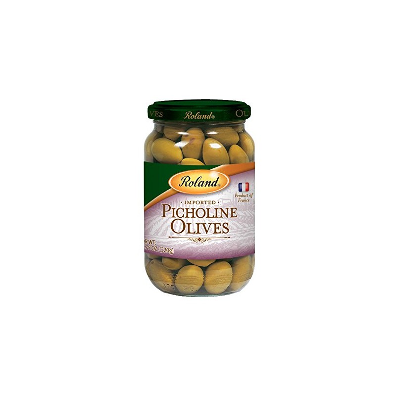 Roland Foods Whole French Picholine Green Olives with Pits, 7.76