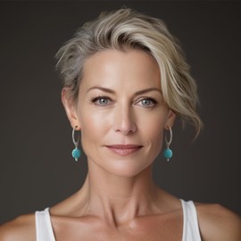 Turquoise Drop Earrings for Women in 925 Sterling Silver - December Birthstone - 30mm Length with 10mm Bead Gemstone - Hoop Turquoise Earrings for Women - Classic and Elegant - Perfect Gift