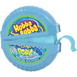 Hubba Bubba Sour Blue Raspberry Bubble Gum Tape, 2 Ounce (Pack of 6 )