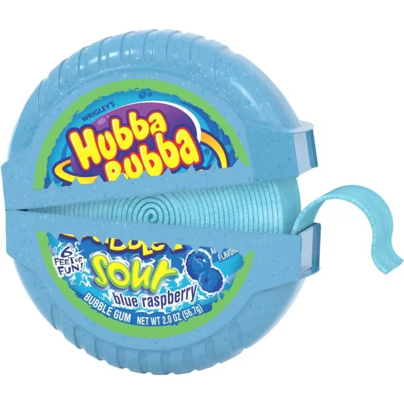 Hubba Bubba Sour Blue Raspberry Bubble Gum Tape, 2 Ounce