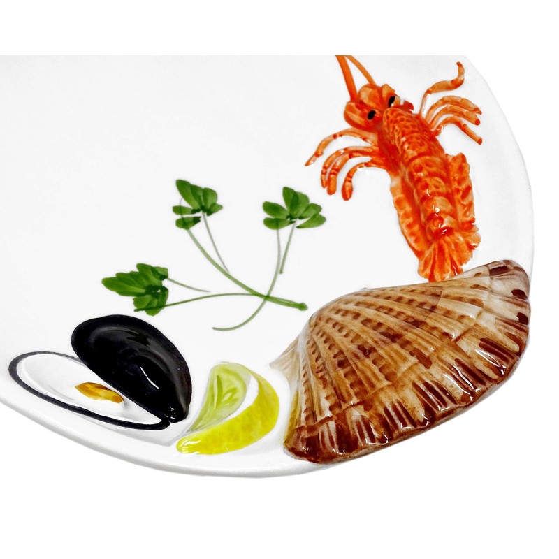 Lashuma Handmade oval serving plate made of Italian ceramic in