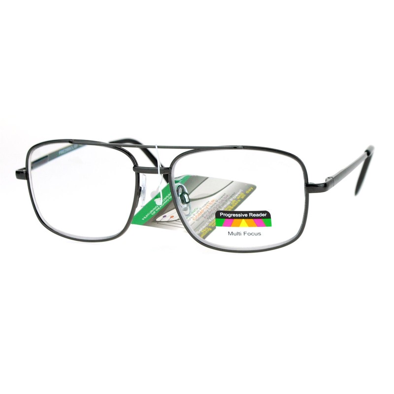 SA106 Rectangular Metal Frame Multi 3 Focus Progressive Reading Glasses