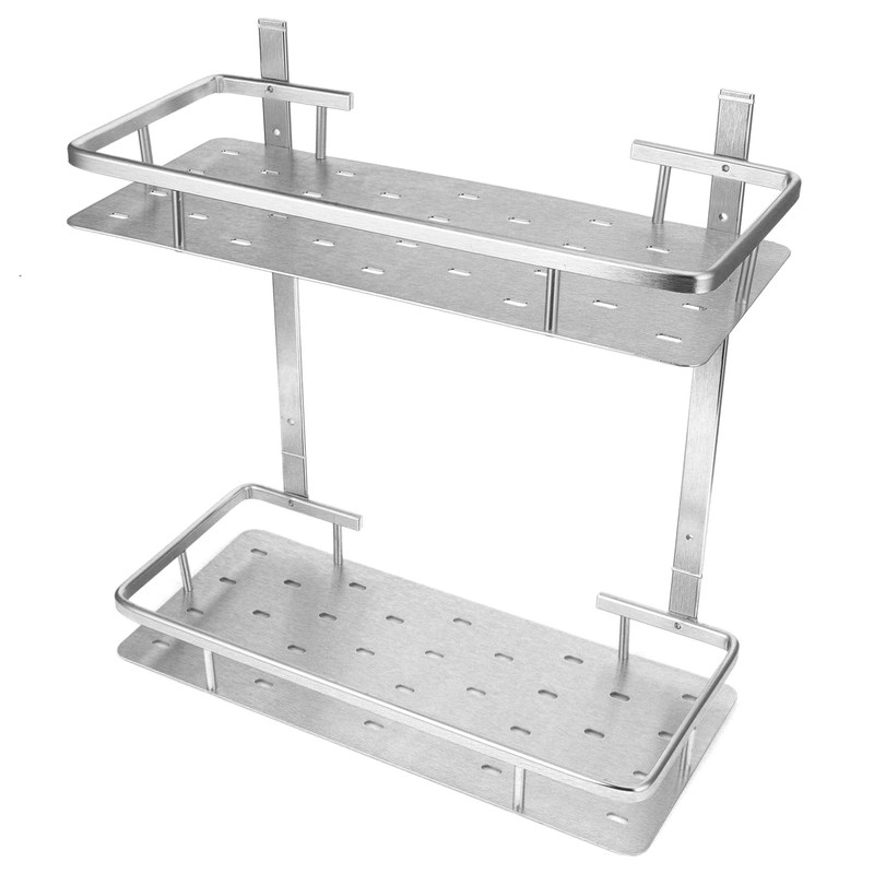 Space Aluminum Bathroom Shelf RustProof Shower Rack Kitchen Storage Basket