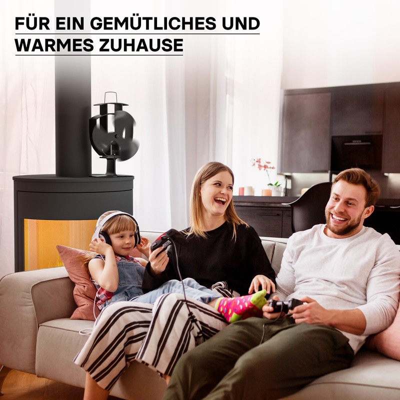 Wiltec Fireplace Fan with 3 Blades 50 to 300 °C,