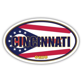 3 Pack 2x3 inches | Cincinnati City Ohio State Flag | OH Flag Hamilton County Oval State Colors Construction Toolbox, Hardhat, Lunchbox, Helmet, Mechanic, Luggage