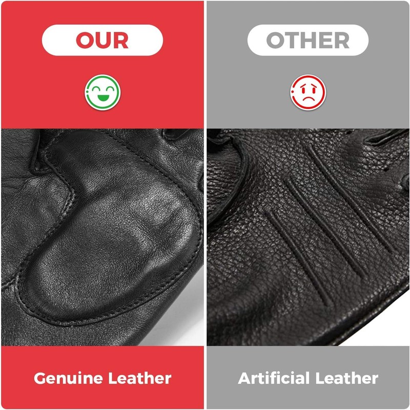 KEMIMOTO Driving Fingerless Gloves Motorcycle Driver Gloves Sheepskin Leather for