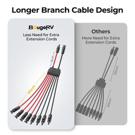 BougeRV Solar Parallel Connectors for 2-4 Solar Panels, Extra Long 2 to 8 Y Branch 10AWG Adapter Splitter Cable Wire Plug PV Tool Kit, Waterproof (MFFFF/FMMMM)
