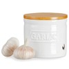 ONEMORE Garlic Keeper with Lid, Ceramic Garlic Saver 4 inch,