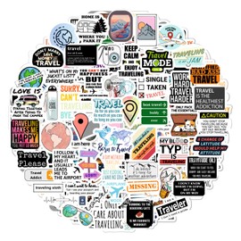 BulbaCraft 100Pcs Funny Travel Stickers, Scrapbook Stickers Travel - Traveler Sticker Pack for Laptop, Travelers Notebook Accessories, Funny Travel Gifts