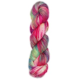 Juego de 3 madejas de lana de alpaca 100 % para bebé, tela de encaje voluminoso y grueso, suave y perfecto para tejer y ganchillo (carnaval tropical, teñido a mano, 100 g de madeja)