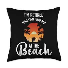 Retired 2025 You Can Find Me At The Beach Lover Trip Retro Throw Pillow