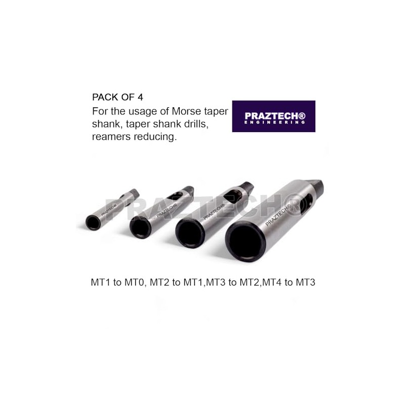 PRAZTECH® 4pcs Morse Taper Drill Sleeve Reducing Adapter for Lathe