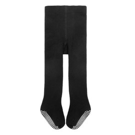 American Trends - Leggings de punto para bebé y niña, calcetines de invierno para bebés y niñas, Negro con empuñaduras, 0-6 Meses
