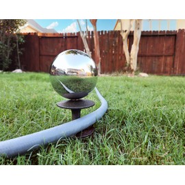 Lulu Decor, Garden Silver Gazing Ball Hose Guide, Set of 2. Strong and Decorative Hose Guide that Protects Your Plants While Providing Elegance to Your Garden
