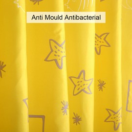 Lkw Ogechi 200 CM Drop Shower Curtain Polyester Yellow Extra Wide, Starfish Fish Waterproof Polyester Shower Curtain Yellow Bathroom Curtain, Weighted Yellow Anti-Mold Shower Curtain (180x200cm)