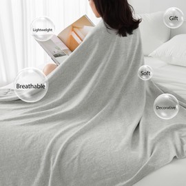 KASENTEX Large Soft Chenille Twin Size Throw Bed Blanket with Fringe Tassel,Lightweight 60x80in Knitted Decorative Throw Blankets,All Season Cozy Warm Boho Blanket for Bed Sofa Gift,Light Gray