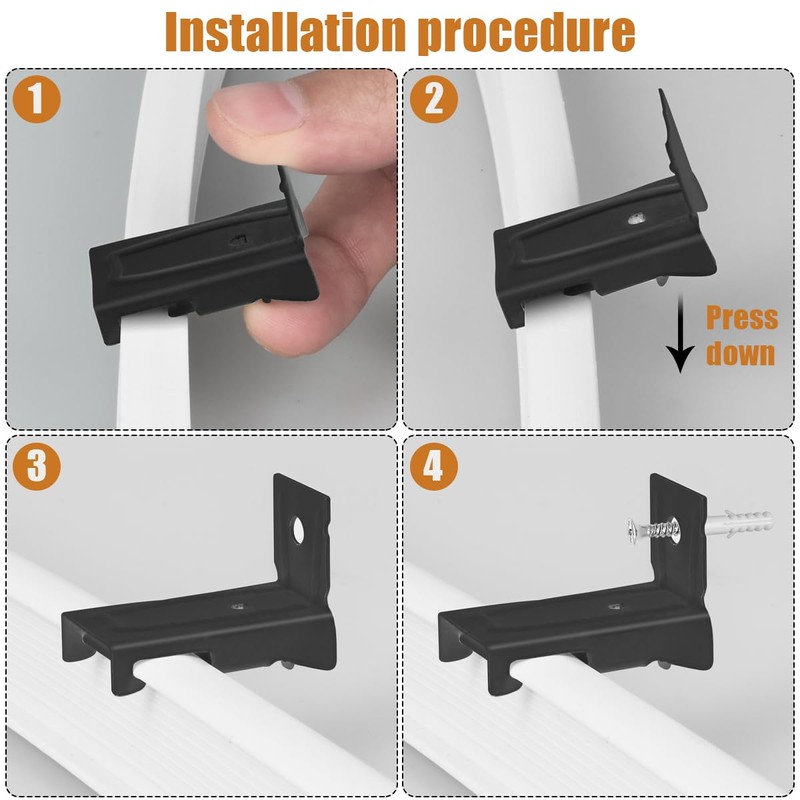 Curtain Track Brackets, Curtain Track Wall Mounting Hardware Black Curtain