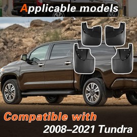 Hbzxqp Mud Flaps Compatible with for Toyota Tundra 2007-2021 Without Fender Flares Mud Guards for Trucks 4pcs Splash Guards Front & Rear Side