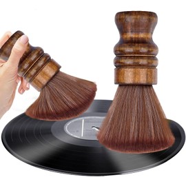 Vinyl Records Cleaner Brush - Audio Record Cleaner Brush - Wooden Soft Brush Record Player Retro Design Anti Static Dust Cleaning Record Brush Accessories (Brown)