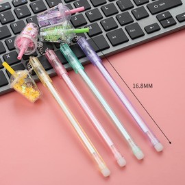 WsjiaboFux 4 Pcs Multicolour Cute Kawaii Daisies Flower Milk Tea Cup Pendant Gel Pen School Office Supply Stationery Creative Sweet Pencs Gel Ink Rollerball Pens Rollerball Pens