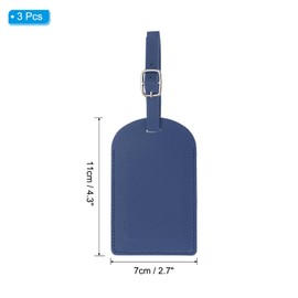 PATIKIL Luggage Tags for Suitcase, 3 Pack Premium PU Leather Luggage Tags Privacy Luggage Identification Travel Suitcase Labels, Dark Blue
