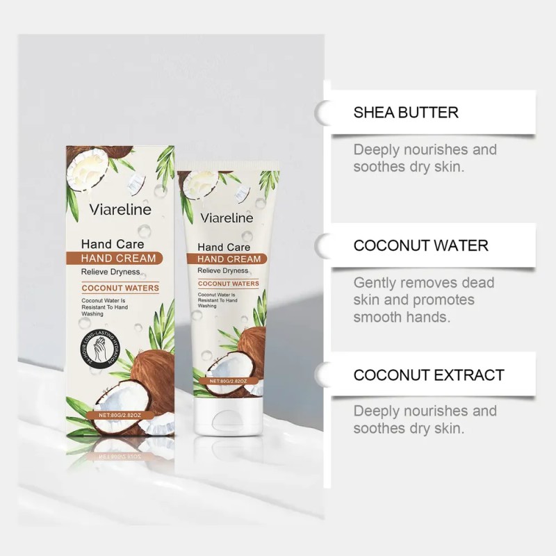 Crema De Manos De Coco Viareline Para Piel Seca En
