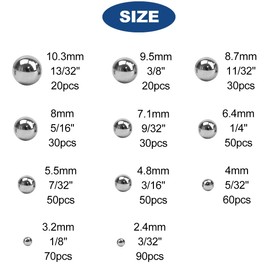 500 PCS Carbon Steel Ball Bearings,Mixing Agitator Balls Assortment Kit Industry Accessories Agitator Balls for Casters,Conveyors,Skates Transportation,Bicycle Mountain Bike Etc