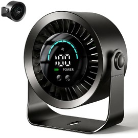 Mini Table Fan, Very Quiet, 4000 mAh (14 Hours Runtime) and Continuous Speed Control (Max 100) LED Display, 360° Oscillation, Wall Mounting, Ideal for Bedroom/Office/Library/Kitchen