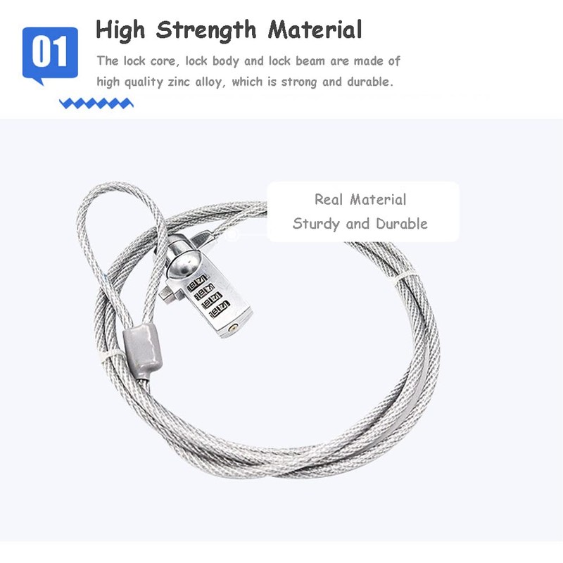 Diyeeni Combination Security Lock Cable, Laptop Security Lock Cable with
