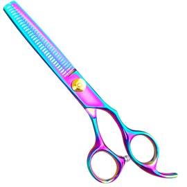 MISSUM Thinning Shears For Hair Cutting - 6.5" Hair Thinning Scissors For Cutting Hair - Rainbow Hair Thinning Shears For Women And Men With Gold Adjustable Screws