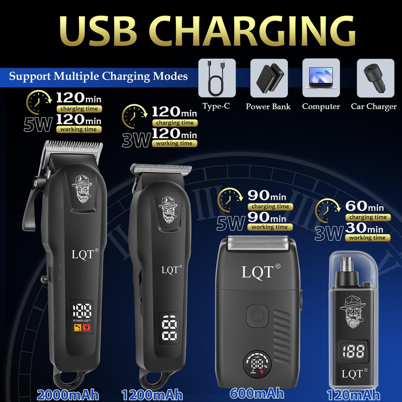 Hair Clippers for Men, 4-Piece Professional Grooming Kit Includes Hair