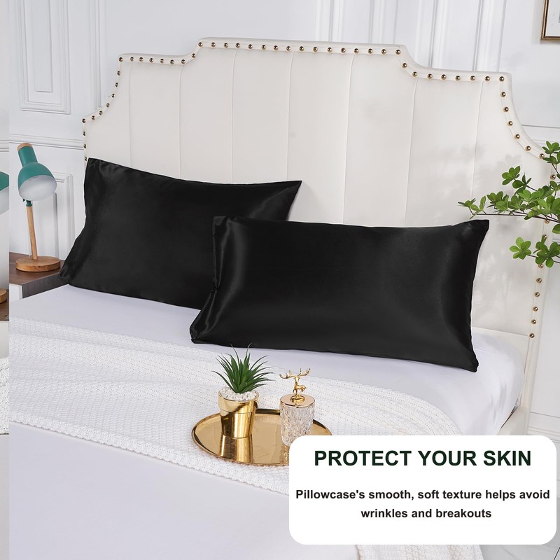 DuShow 2 Pack Silk Satin Pillowcases for Hair and Skin,