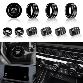 Knob Covers for Honda Civic Accessories 2025 2024 2023 2022 for CRV 2025 2024 2023 for Acura Integra 2025 2024 2023 A/C Switch, Air Vent, Audio Control, Push Start Button Cover Ring 11Pcs (Black)