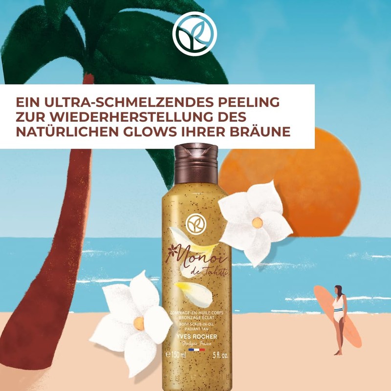 Yves Rocher Monoï Body Exfoliating Oil Radiant Tan, Exotic Care