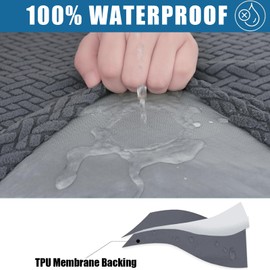 Smiry Waterproof Couch Cushion Covers, Stretch Jacquard Thick Sofa Cushion Covers, Washable Seat Slipcover Elastic Furniture Protector for Pets, Kid (Back Cover M, Grey)