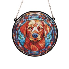 Labrador Fox Red Stained Glass Effect Suncatcher - Garden Gift - Dog Gift - Pet Memorial (13cm)
