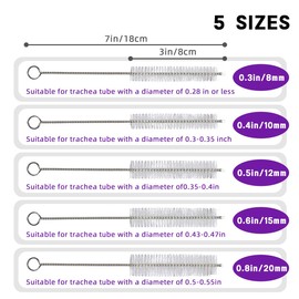 Tracheostomy Cleaning Brushes, 10pcs Bendable Trach Tube Brush Nylon Bristle Pipe Tube Cleaning Brush for Tracheostomy Supplies (0.4in)