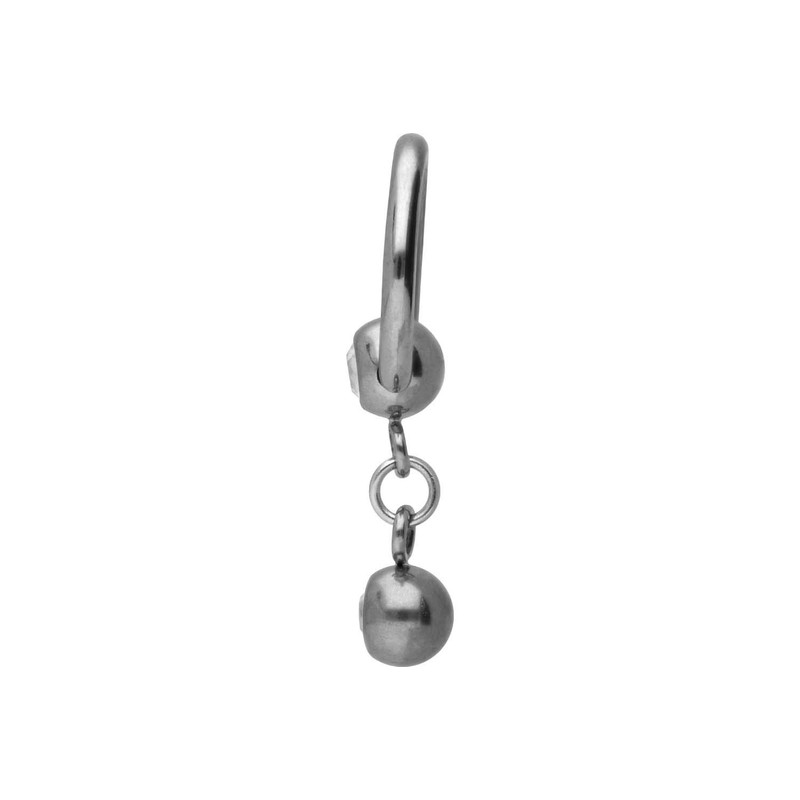 PIERCINGLINE Titanium Ball Closure Ring | Two Crystals | BCR