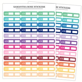 Colorful Work Hours Quarter Box Stickers, Work Shift Tracker Planner Stickers, 1.5" x 0.35" Size, Two Sheets Included, 72 Total Stickers, Daily Schedule