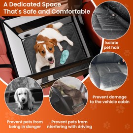 Dog Car Seat, Pet Car Seat for Medium Small Dogs, Waterproof & Scratch-Resistant 600D Oxford Fabric with Breathable Mesh Sides, Adjustable Safety Leash, Reinforced Frame & Storage Pockets