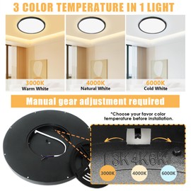 Yexati 30CM Bathroom Light 24W 3200LM 6000K/4000K/3000K IP54 Waterproof Ultra Thin Bathroom Lights Ceiling, Round Flush Ceiling Light for Kitchen Bedroom Toilet Porch Hallway Living Room Office