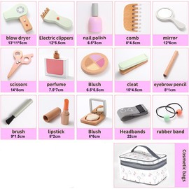 Astrowinter Wooden Makeup Toy Set, Pretend Wood Beauty Salon Toys, Toddler Wooden Makeup Kit for Girls 15PC UK-AW-066 AW-066-UK-B