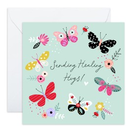 Central 23 Sending Healing Hugs Cards And Envelope - Get Well 26 - Speedy Recovery Him Her - Encouragement Cards For Men Women - Floral Greeting Card - For Girl Friends - Comes With Stickers